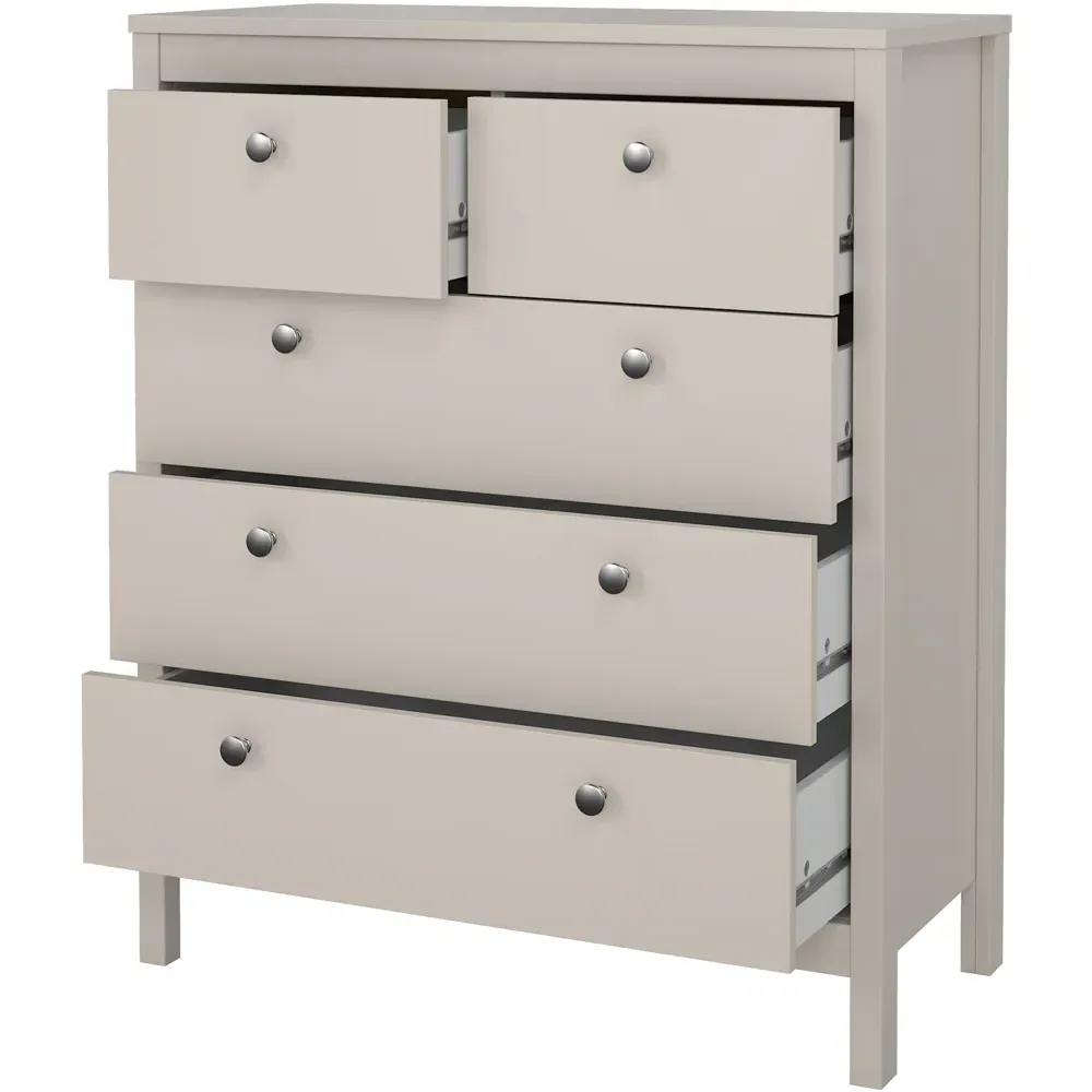 Madrid 5 Drawer Chest of Drawers - Cashmere