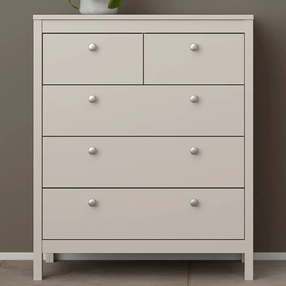 Madrid 5 Drawer Chest of Drawers - Cashmere