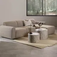 Midfield 2-Seater Left Hand Chaise Longue - Beige, Boucle