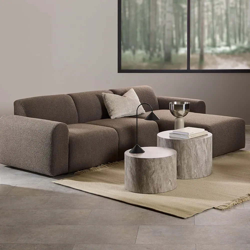 Midfield 2-Seater Left Hand Chaise Longue - Taupe, Boucle