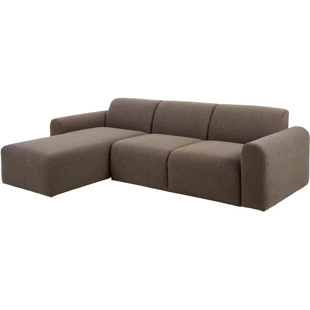 Midfield 2-Seater Right Hand Chaise Longue - Taupe, Boucle