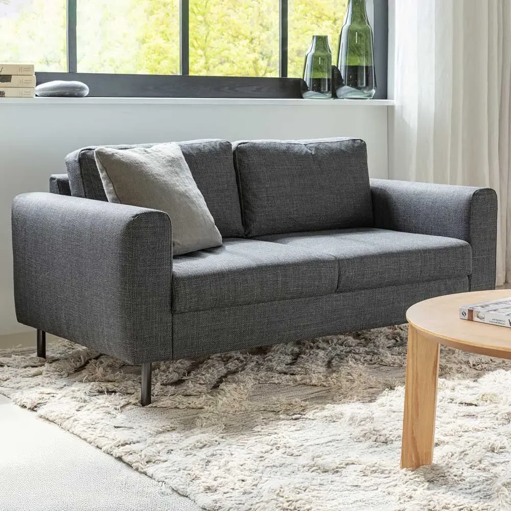 Omaha 2-Seater Sofa - Dark Grey, Basel Fabric image