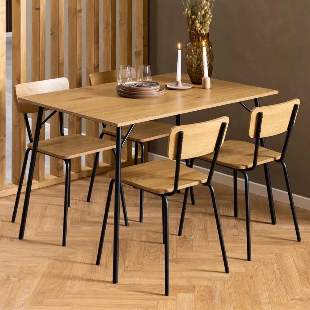 Peru 4-Seater Dining Table - Black, Oak image