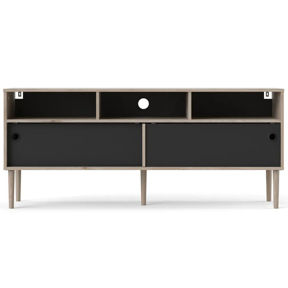 Rome 2 Sliding Door TV Unit - Black, Oak