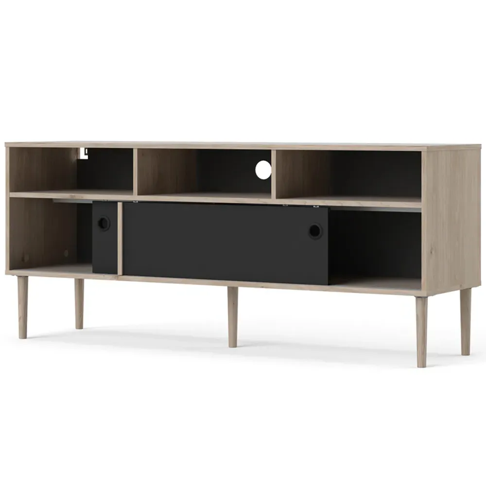 Rome 2 Sliding Door TV Unit - Black, Oak