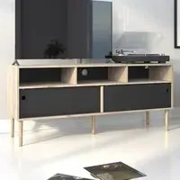 Rome 2 Sliding Door TV Unit - Black, Oak