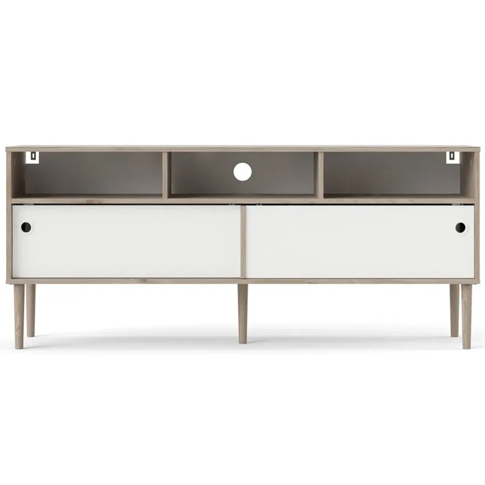 Rome 2 Sliding Door TV Unit - White, Oak