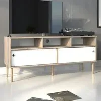 Rome 2 Sliding Door TV Unit - White, Oak