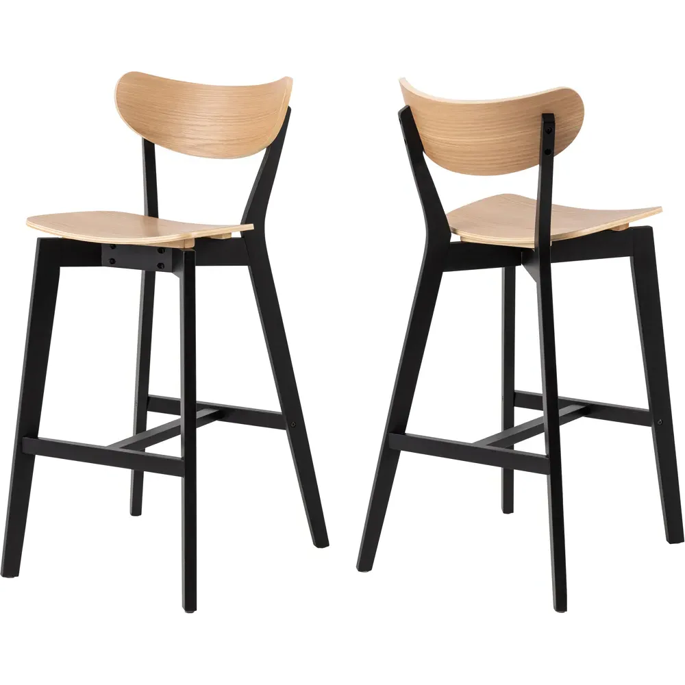 Roxby 4-Seater Bar Dining Table - Black, Oak