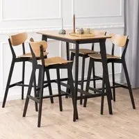Roxby 4-Seater Bar Dining Table - Black, Oak