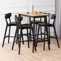 Roxby 4-Seater Bar Dining Table - Oak, Black