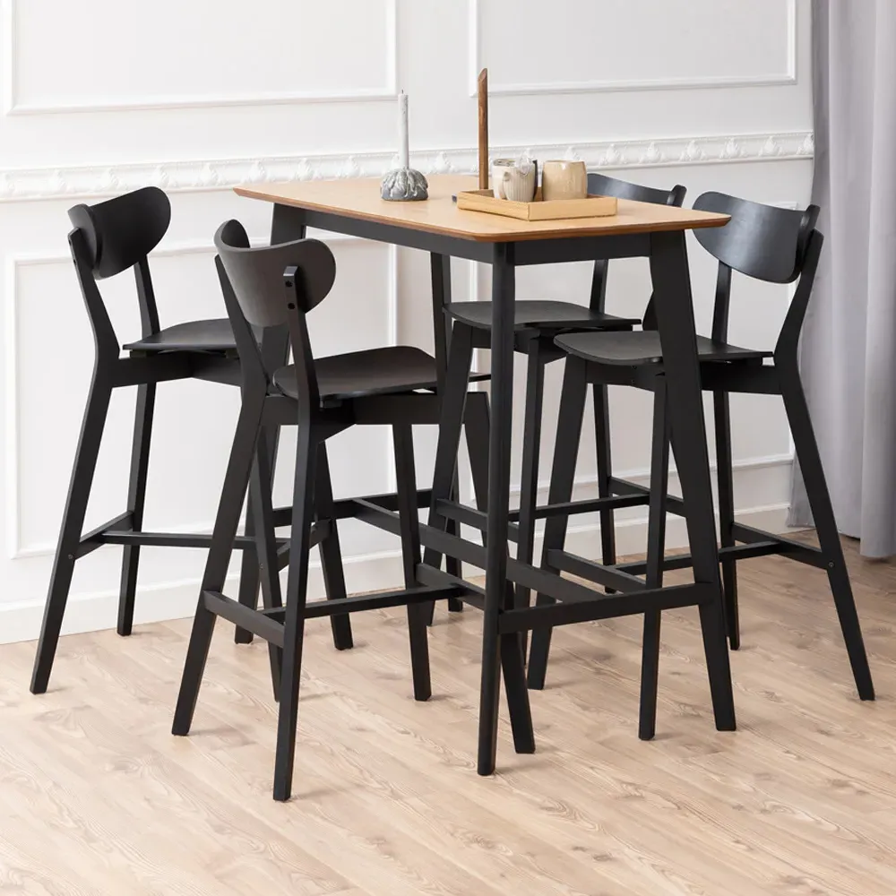 Roxby 4-Seater Bar Dining Table - Oak, Black