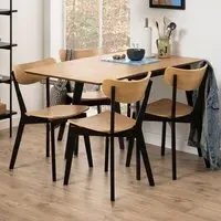 Roxby 4-Seater Extendable Dining Table - Oak, Black