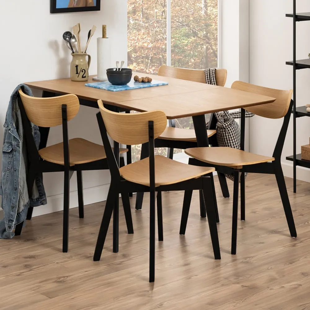 Roxby 4-Seater Extendable Dining Table - Oak, Black image