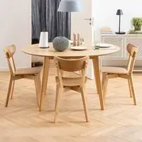 Roxby 4 Seater Round Dining Table - Oak