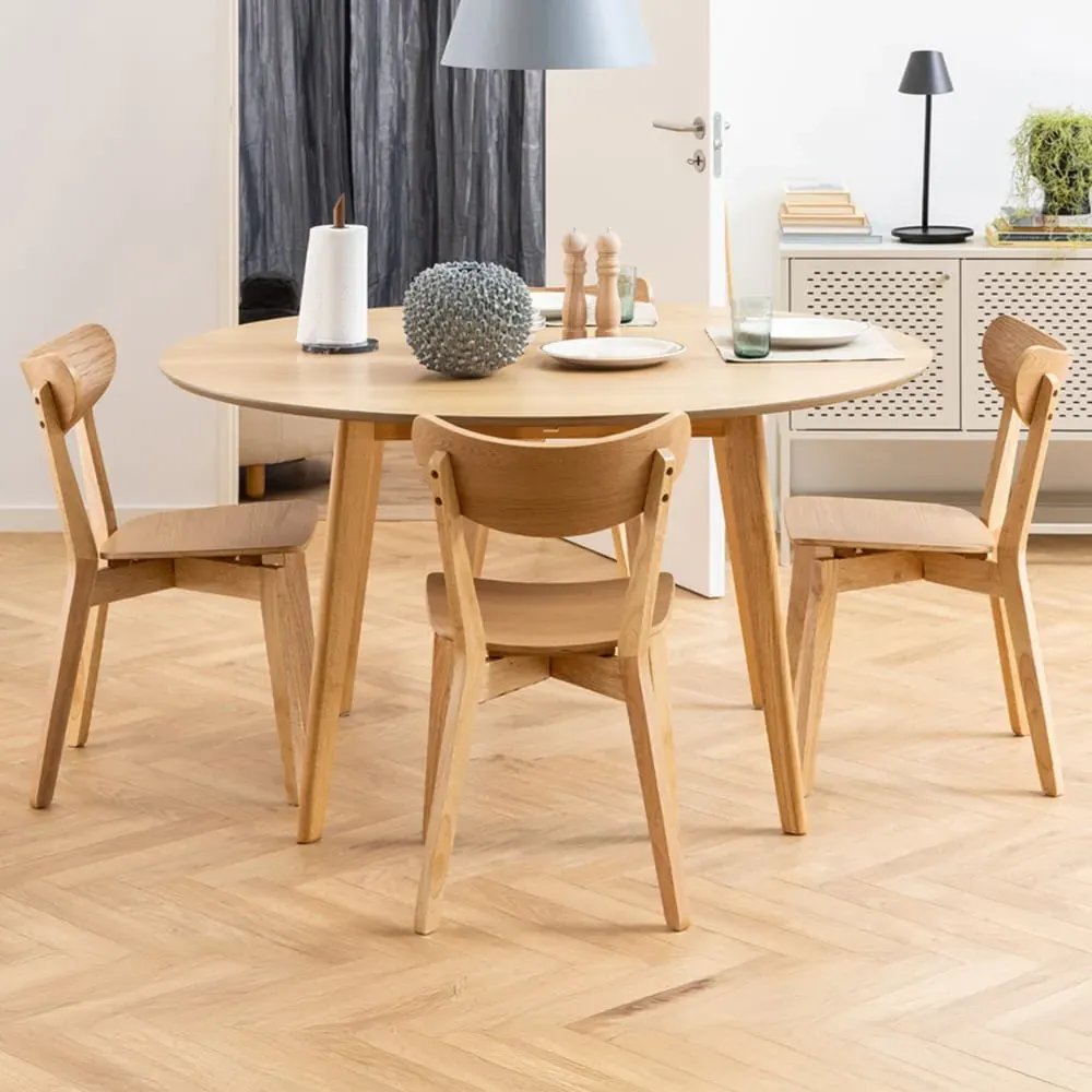 Roxby 4 Seater Round Dining Table - Oak image