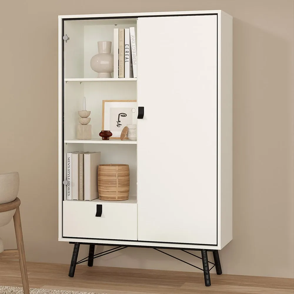 Ry 2 Door Single Drawer China Cabinet - Matt White