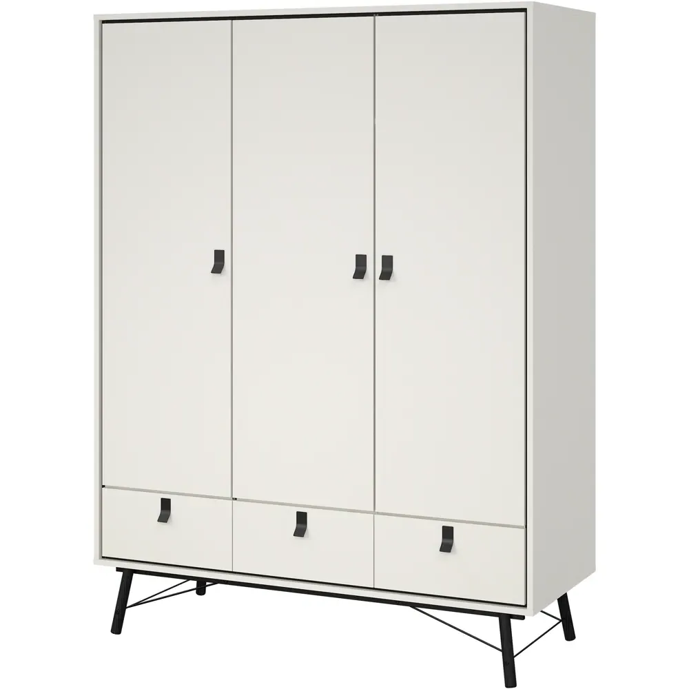 Ry 3 Door 3 Drawer Wardrobe - Matt White
