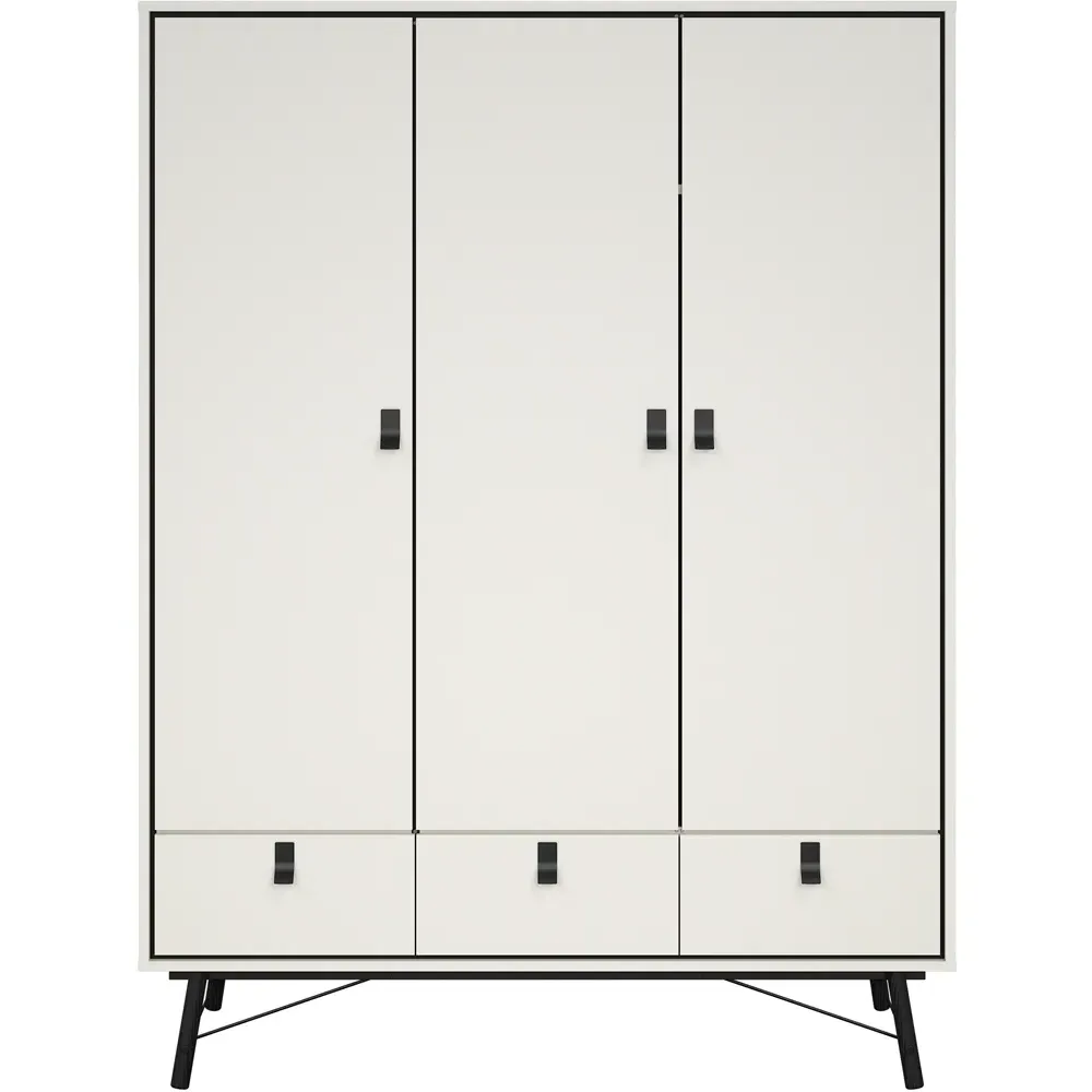 Ry 3 Door 3 Drawer Wardrobe - Matt White