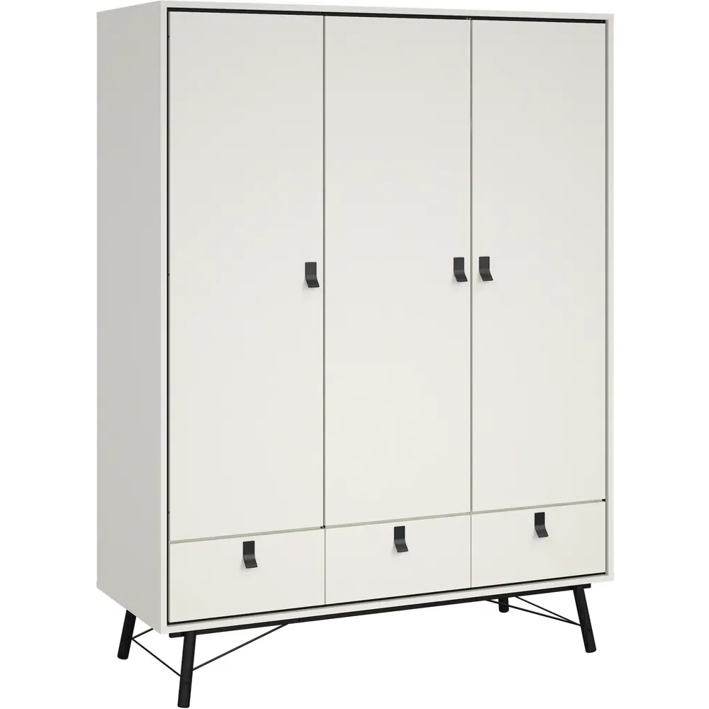 Ry 3 Door 3 Drawer Wardrobe - Matt White