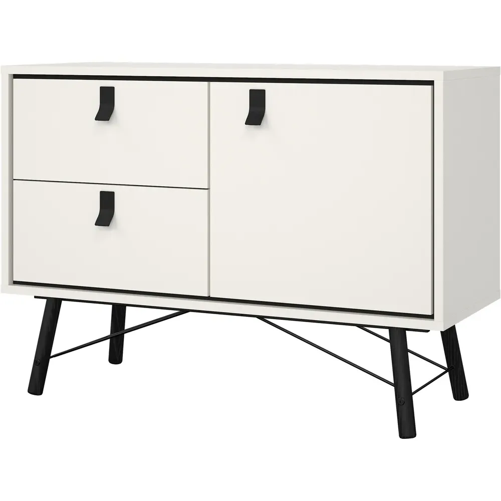 Ry Single Door 2 Drawer Sideboard - Matt White