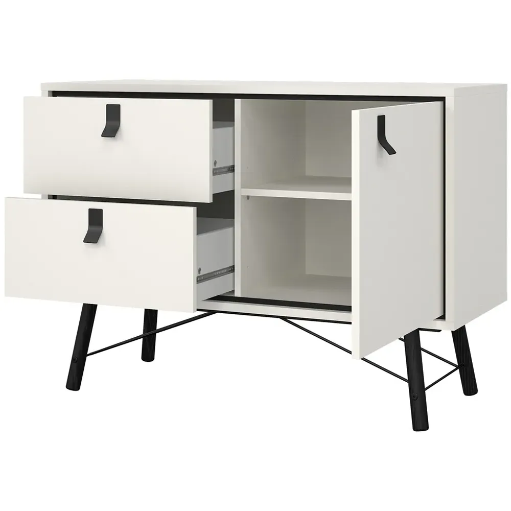 Ry Single Door 2 Drawer Sideboard - Matt White