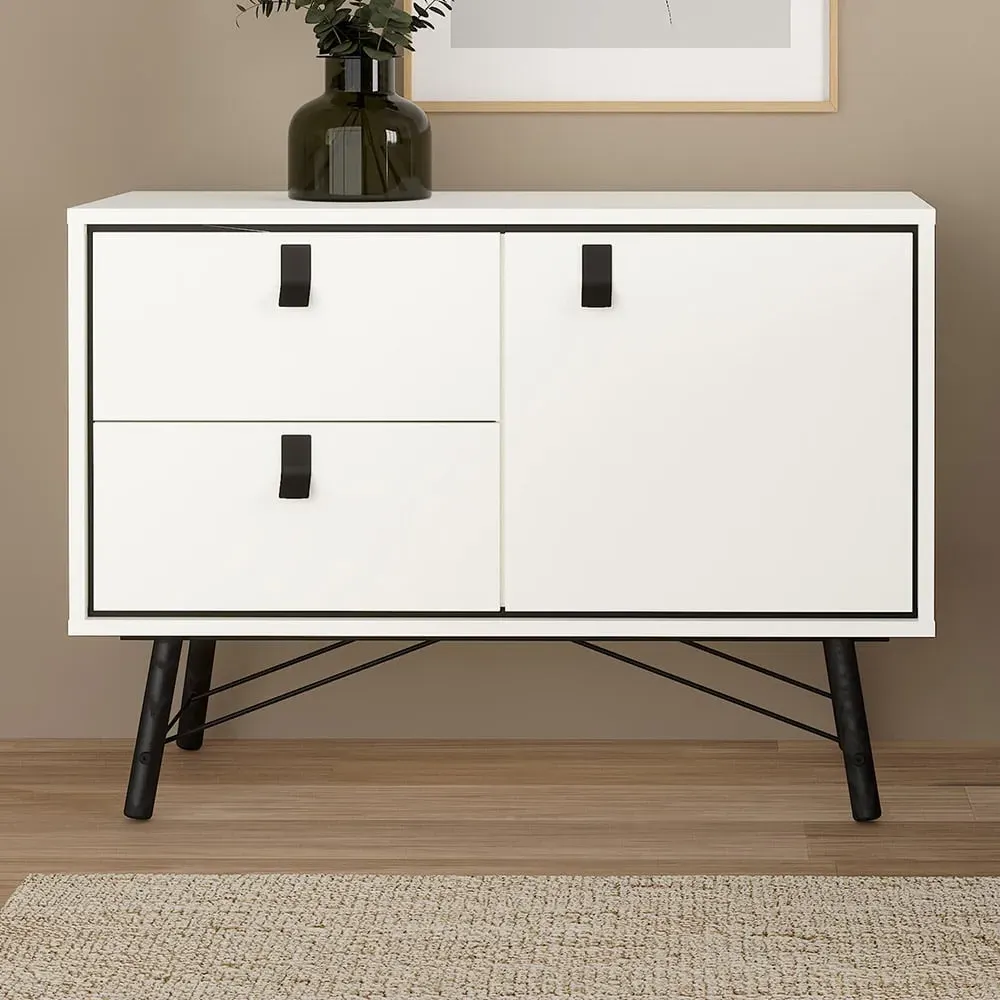 Ry Single Door 2 Drawer Sideboard - Matt White image
