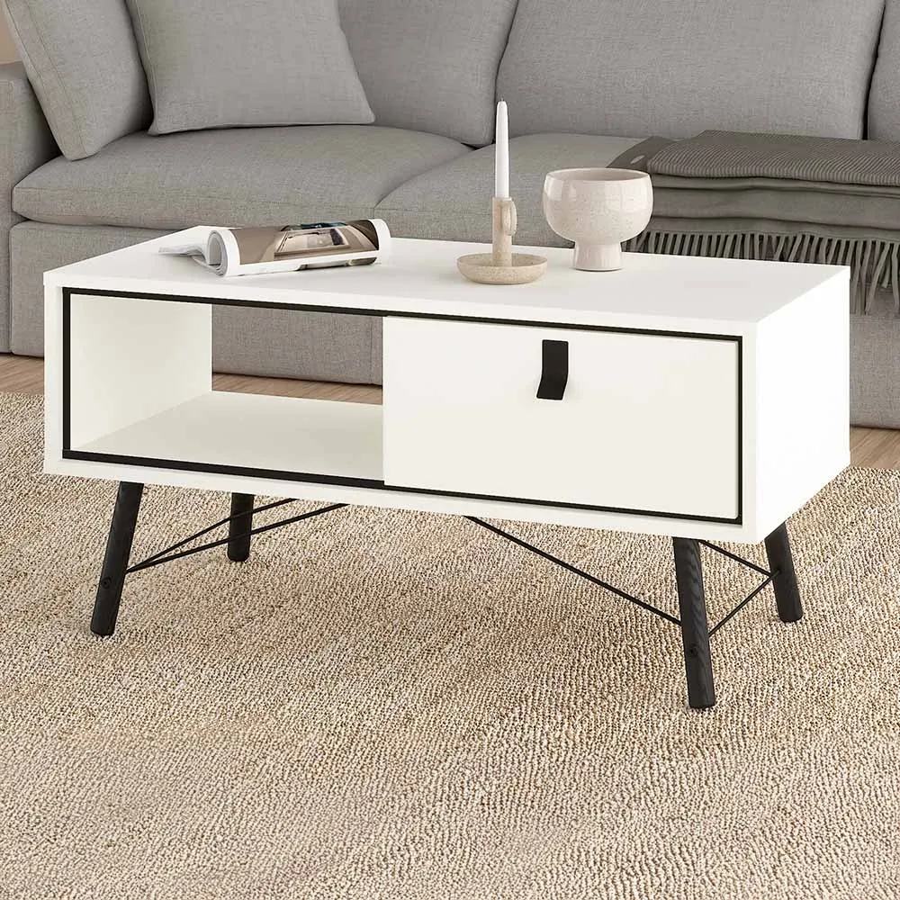Ry Single Drawer Coffee Table - Matt White image
