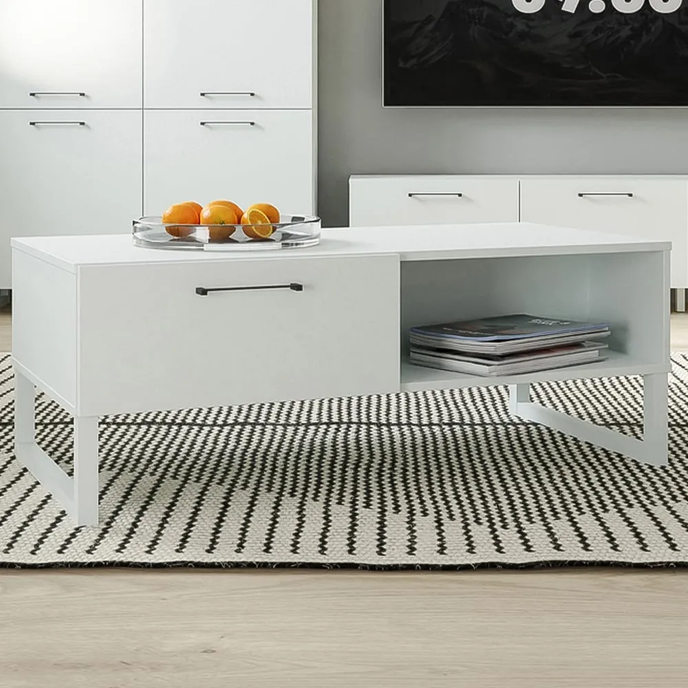 Sali Single Drawer Coffee Table with Shelf - Light Grey image