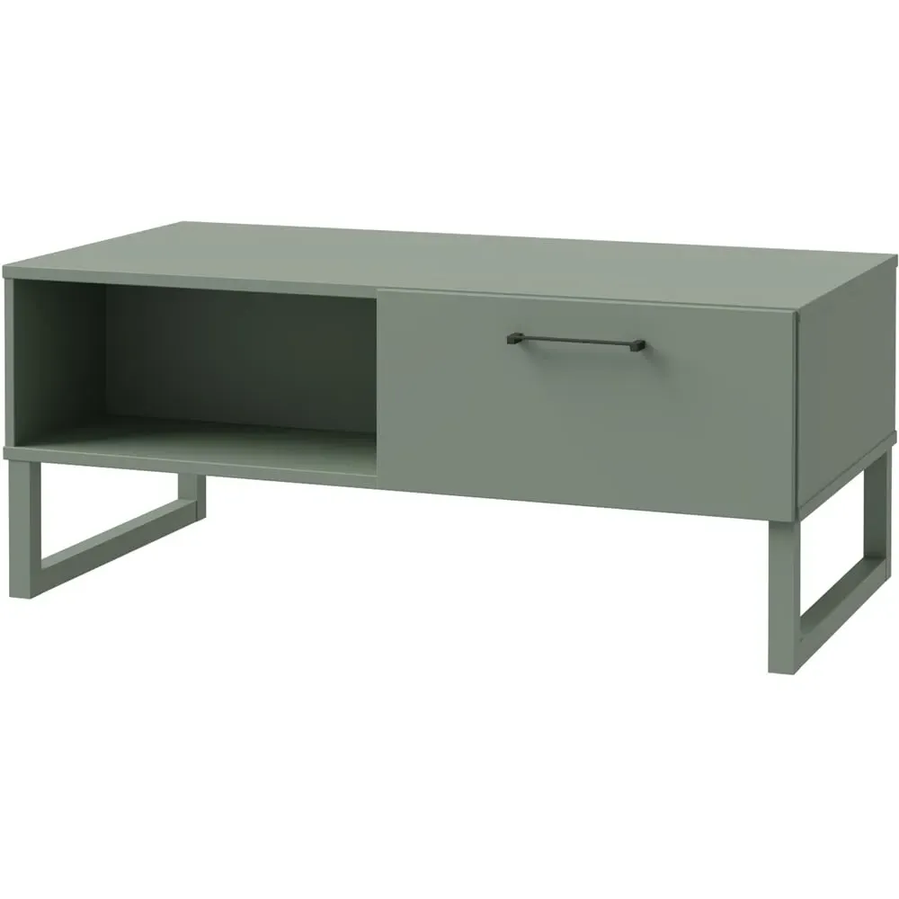 Sali Single Drawer Coffee Table with Shelf - Sage Green