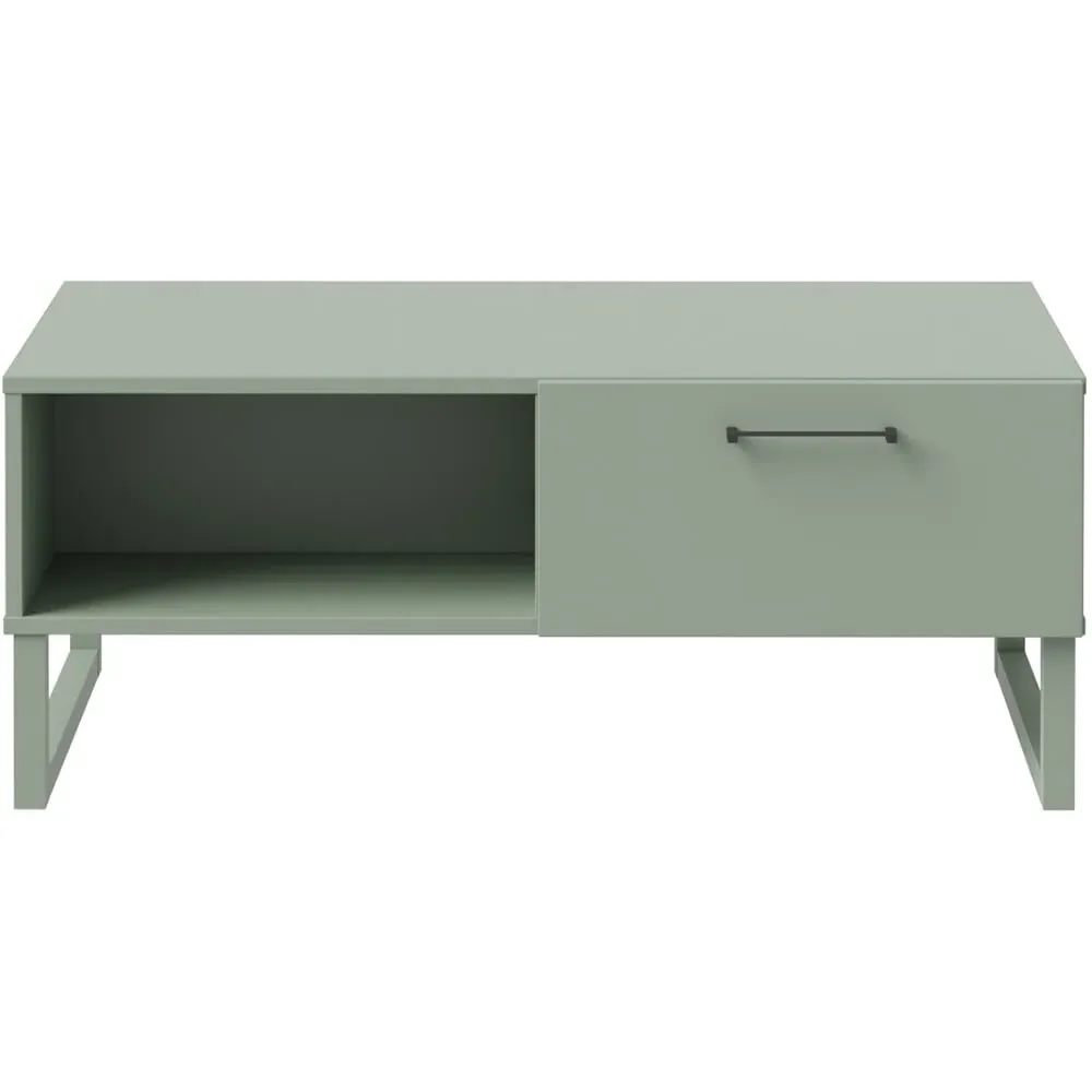 Sali Single Drawer Coffee Table with Shelf - Sage Green