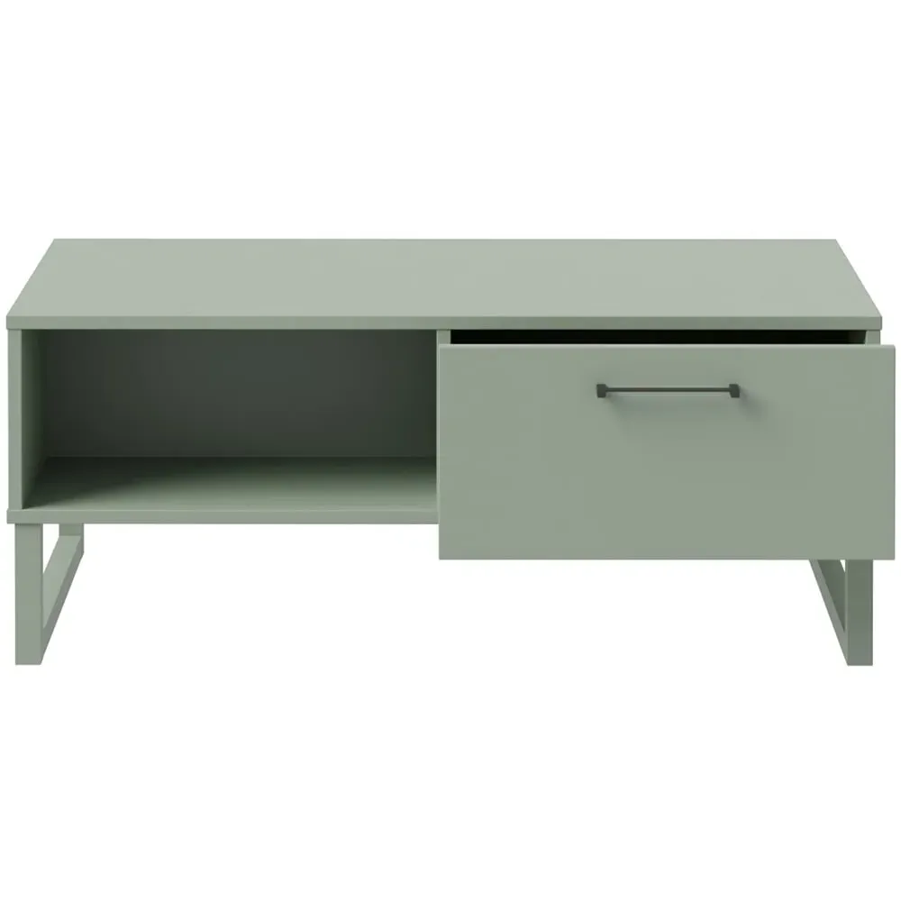 Sali Single Drawer Coffee Table with Shelf - Sage Green