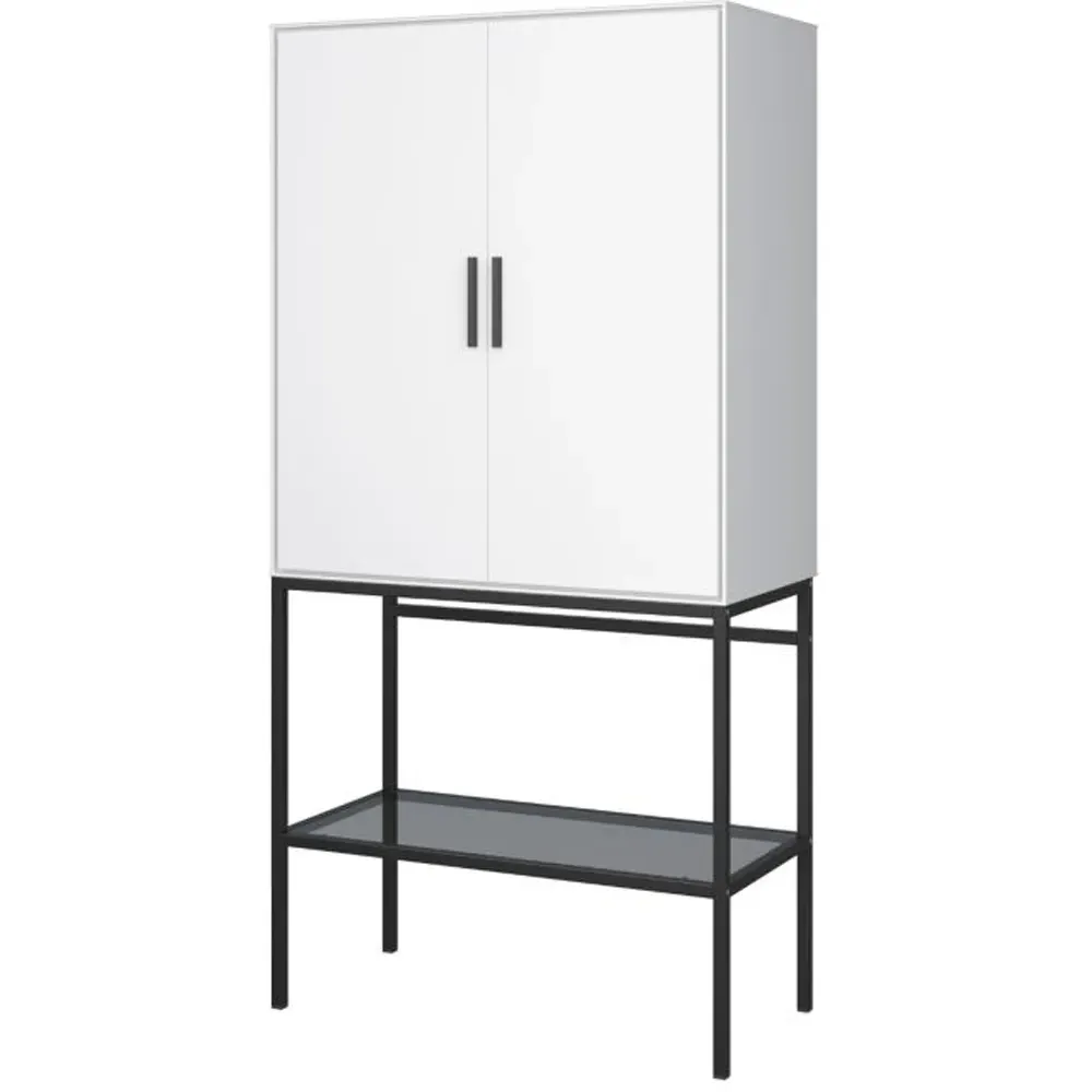 Slimline 2 Door Tall Cabinet - White, Black