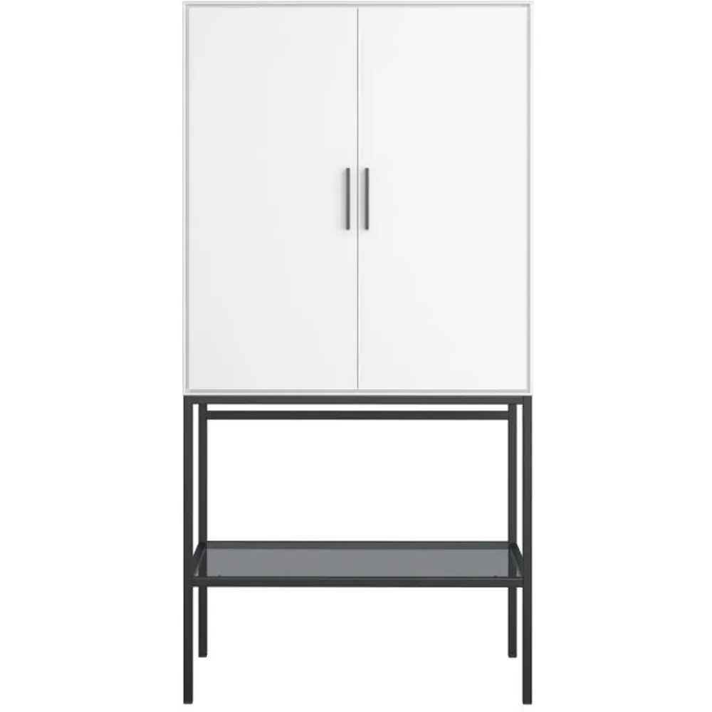 Slimline 2 Door Tall Cabinet - White, Black