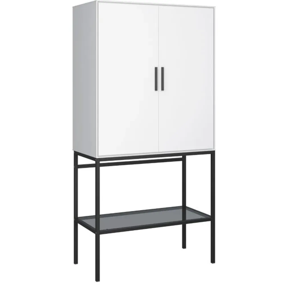Slimline 2 Door Tall Cabinet - White, Black