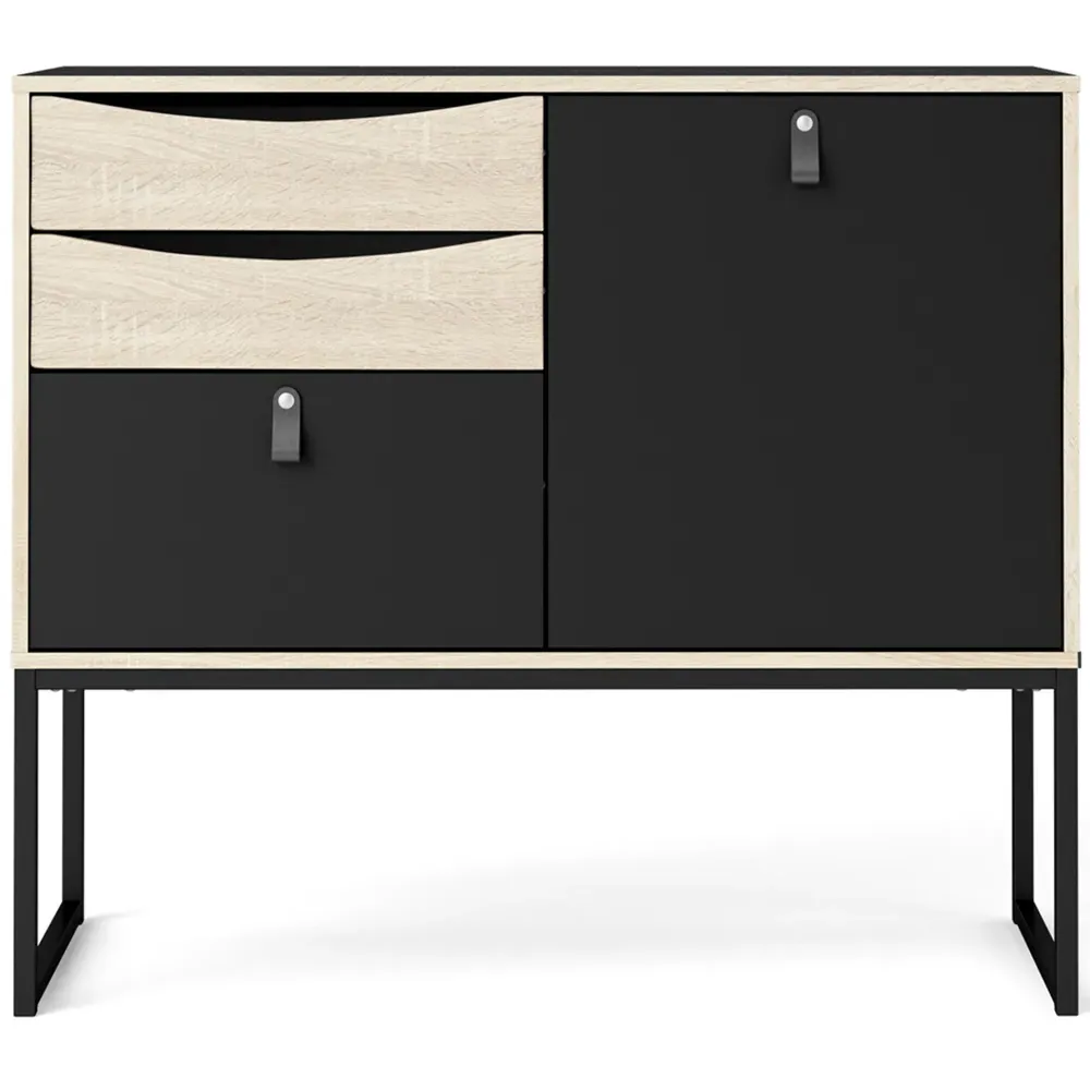 Stubbe Single Door Sideboard with 3 Drawers - Black, Oak