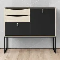 Stubbe Single Door Sideboard with 3 Drawers - Black, Oak