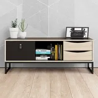 Stubbe Single Door TV Unit with 2 Drawers - Matt Black Oak