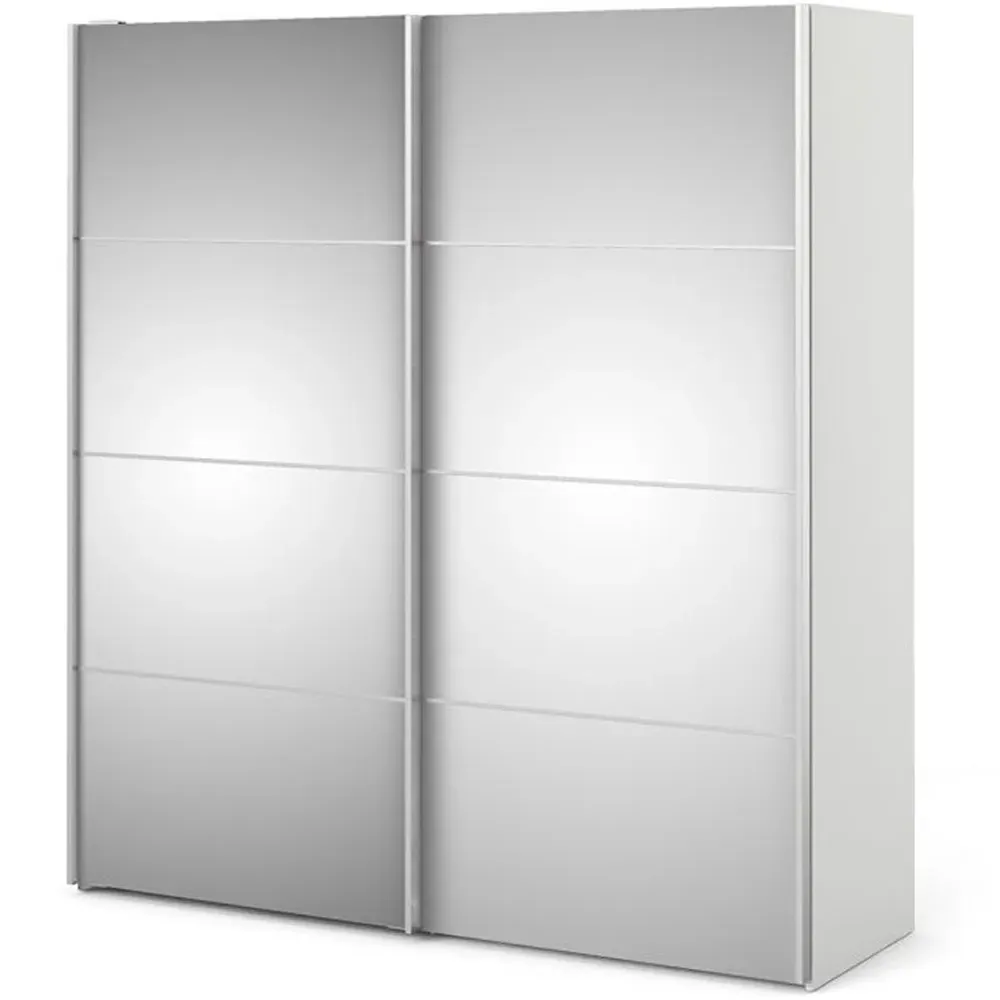 Verona 2 Door Mirrored Sliding Wardrobe - White