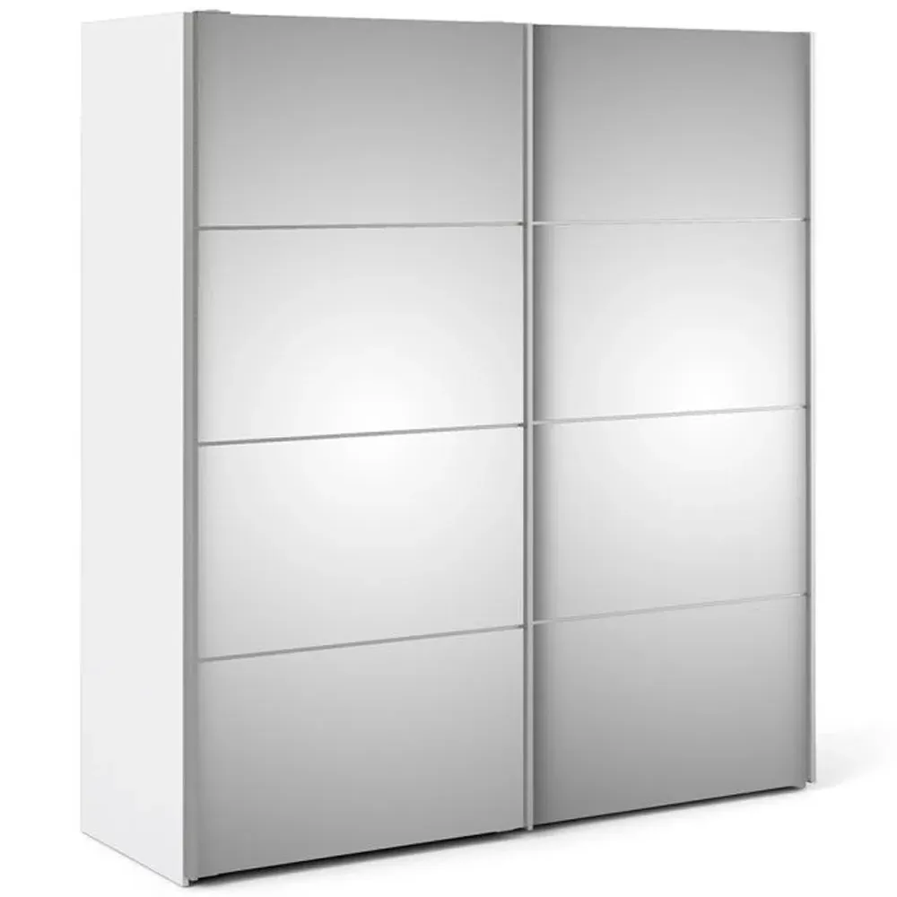 Verona 2 Door Mirrored Sliding Wardrobe - White
