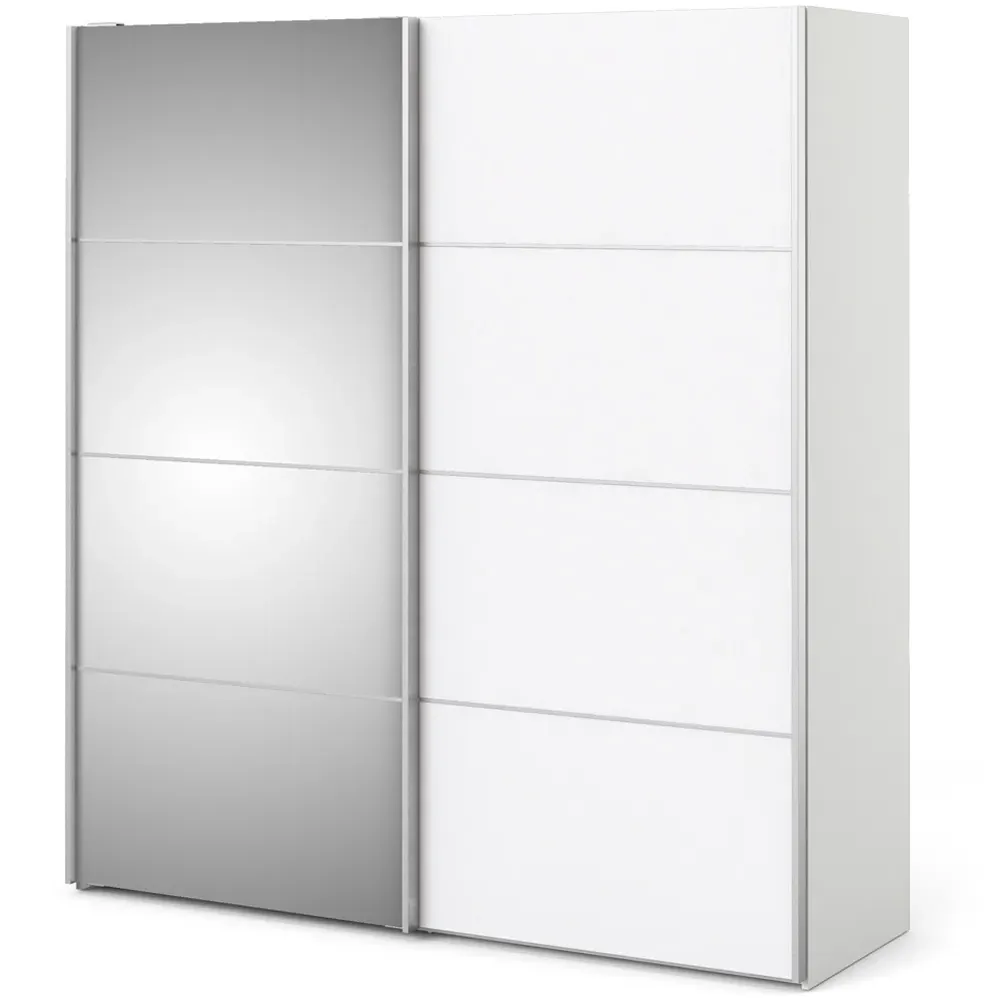 Verona 2 Door Mirrored Sliding Wardrobe - White