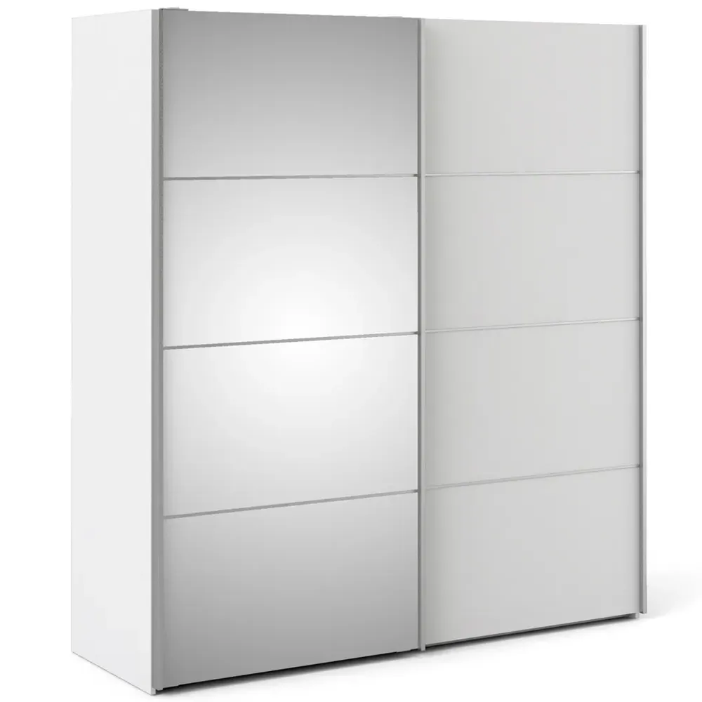 Verona 2 Door Mirrored Sliding Wardrobe - White