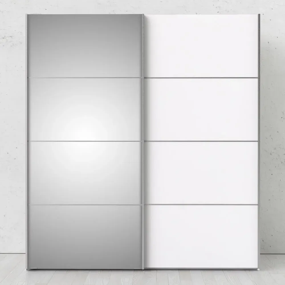 Verona 2 Door Mirrored Sliding Wardrobe - White