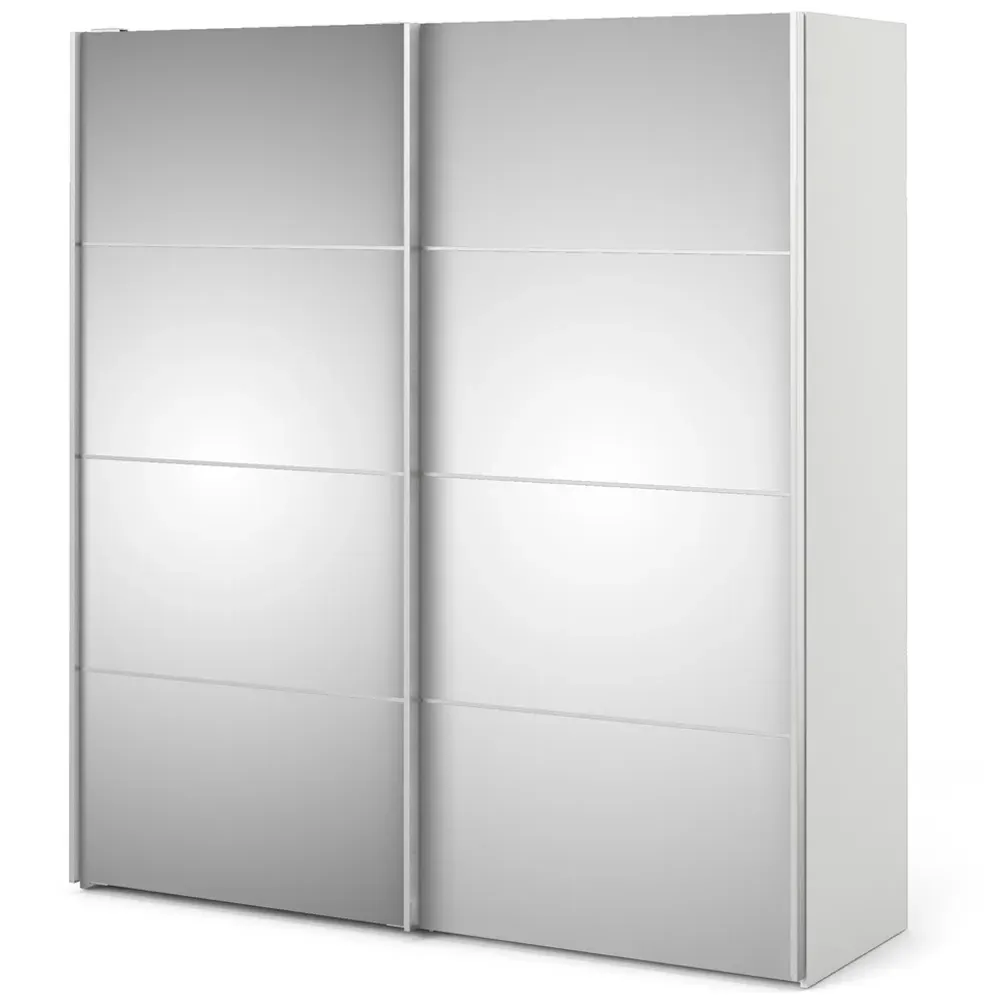 Verona 2 Door Mirrored Sliding Wardrobe - White