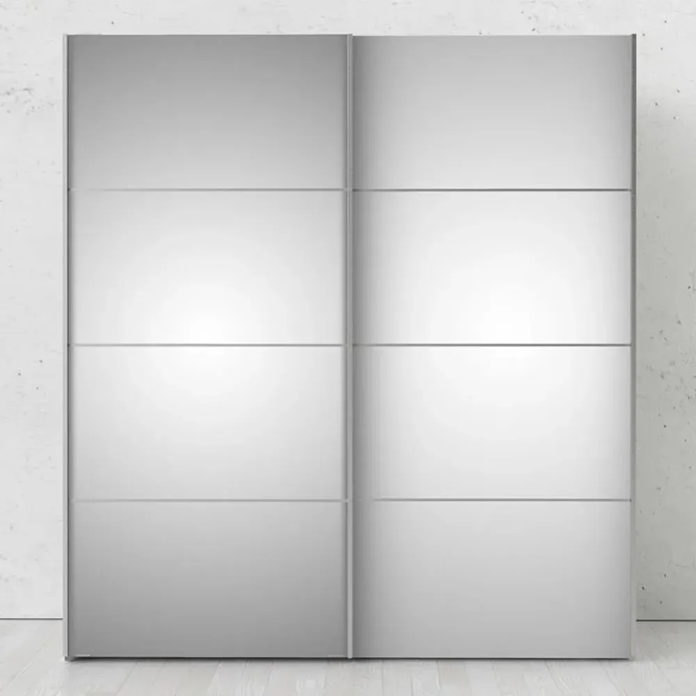 Verona 2 Door Mirrored Sliding Wardrobe - White