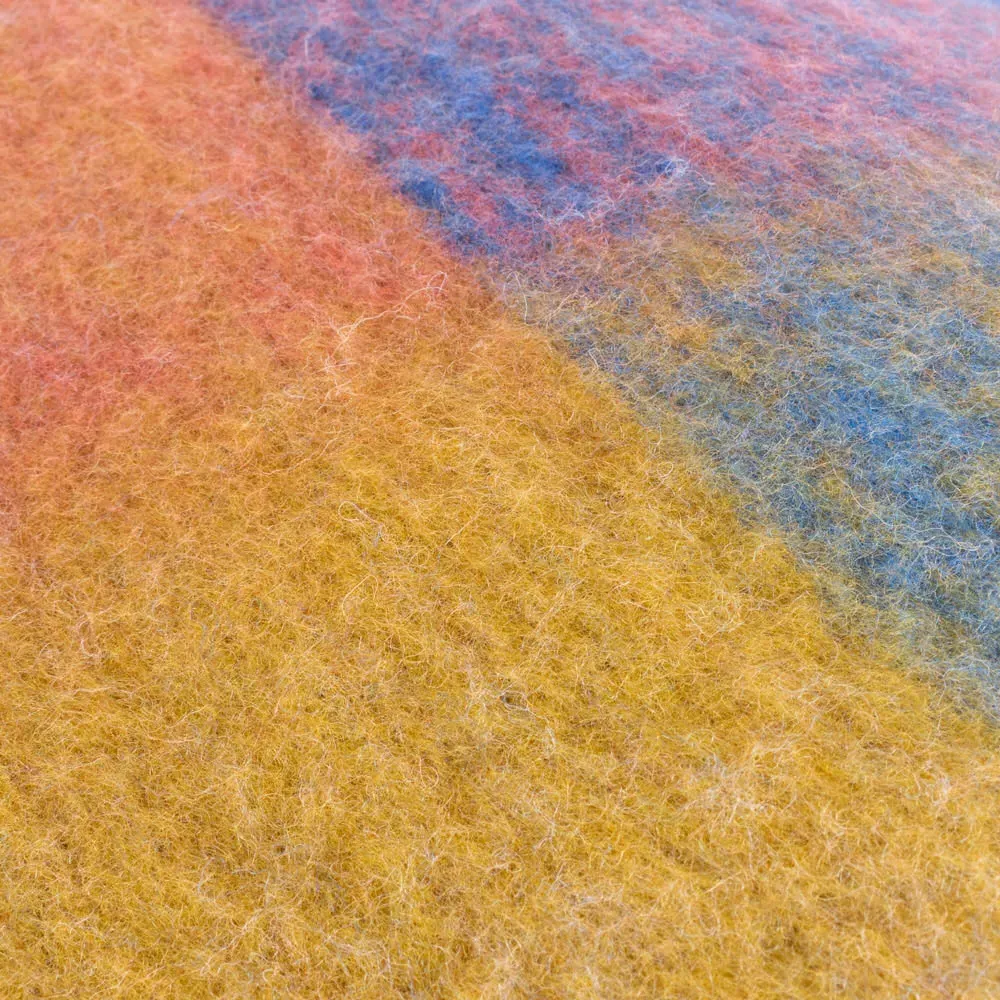 Alba Checked Throw with Fringe - Multi, Faux Mohair