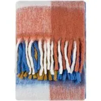 Alba Checked Throw with Fringe - Multi, Faux Mohair