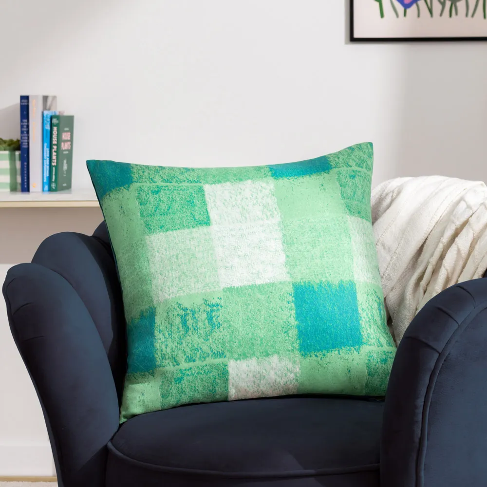 Alma Check Cushion - Green