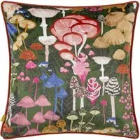 Amanita Cushion with Piped Edge - Green, Velvet