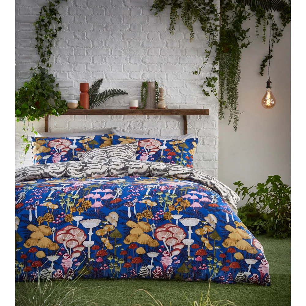 Amanita Mushroom King Size Duvet Set - Cobalt